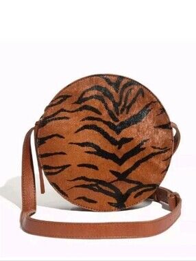 Madewell The Simple Circle Crossbody Bag in Calf Hair Brown Leather